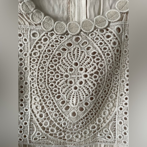 NEW Geode ModCloth, Small, beige tan crochet over lining fit & flare midi dress - Picture 4 of 9